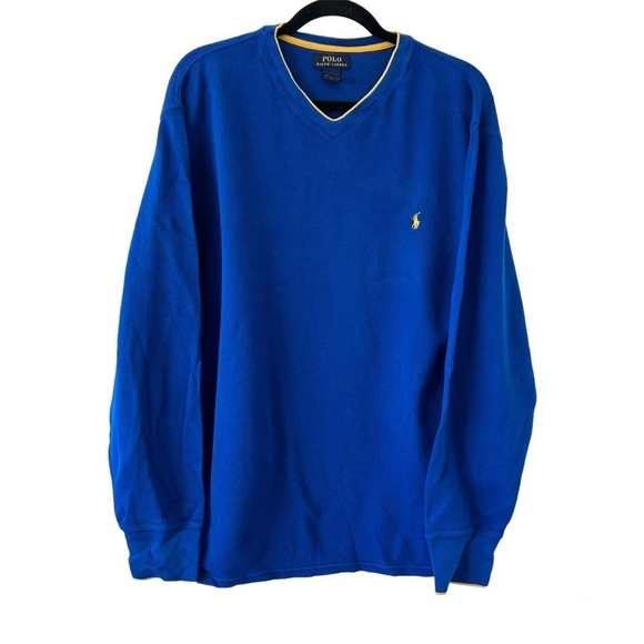 Polo Ralph Lauren Blue & Yellow Waffle Knit Sweater - Picture 1 of 3
